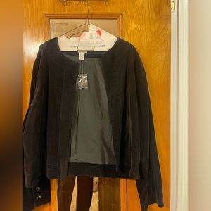 Chicos |  Women’s Black Velour Jacket | Size Large | Button Details on Sleeves